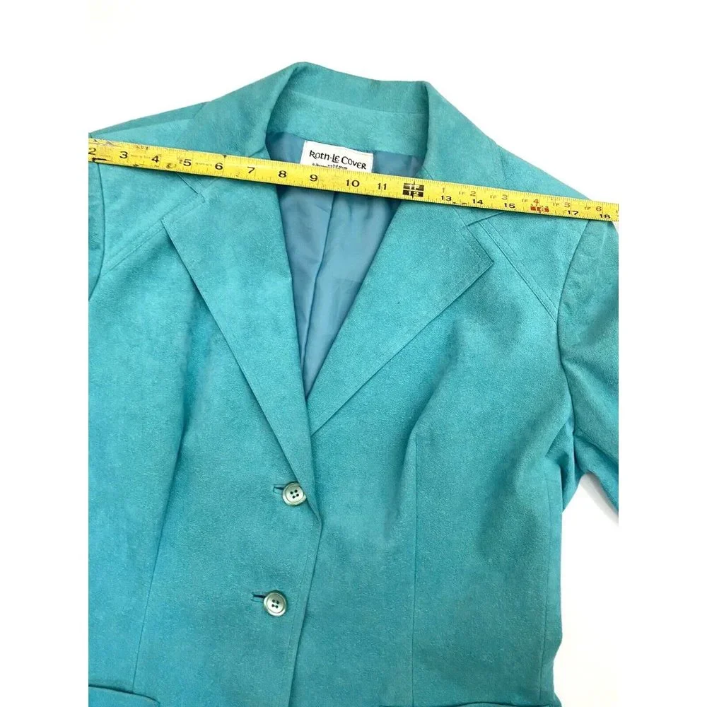 Vintage Roth-Le-Cover Ultra Suede Jacket Skirt 2pc Suit Green Women's size 14
